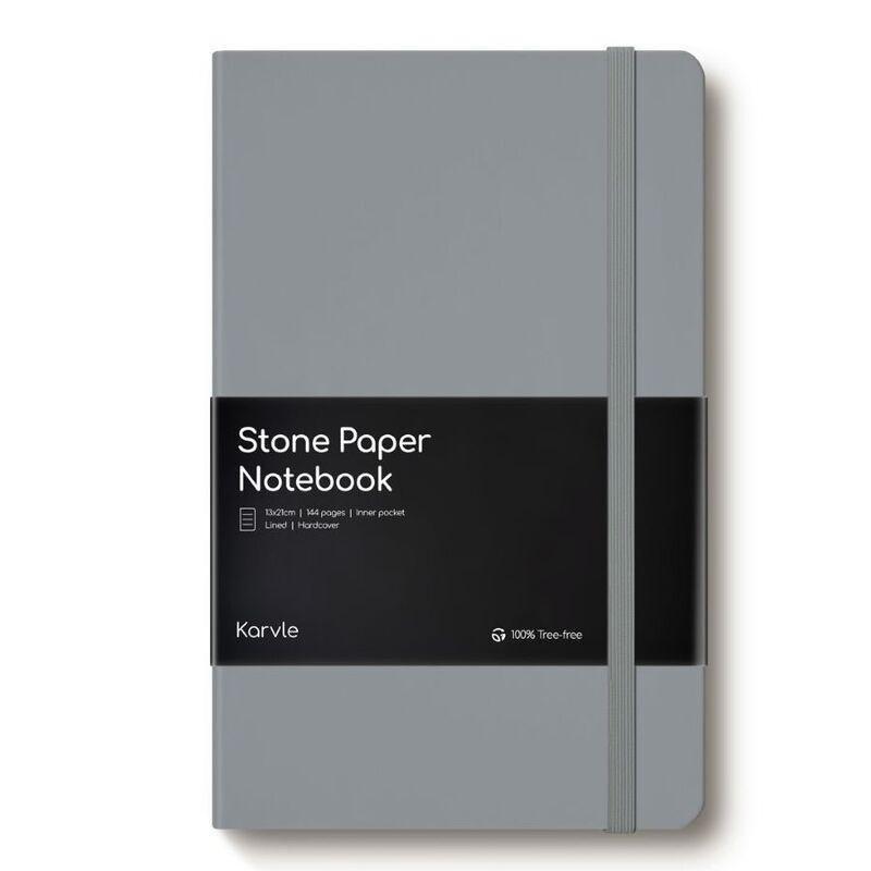 Karvle Lined Hardcover Stone Paper Notebook - Graphite (13 x 21 cm), , medium