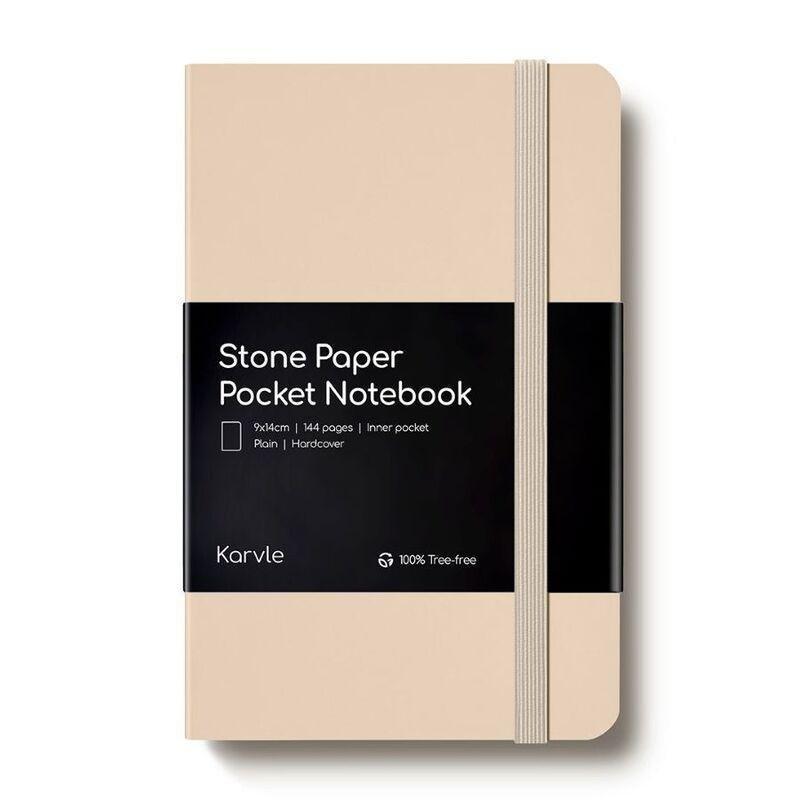 Karvle Plain Hardcover Pocket Stone Paper Notebook - Peach (9 x 14 cm), , medium