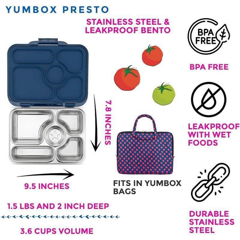 Yumbox Presto 5-Compartment Bento Box - Santa Fe Blue, , large image number 3