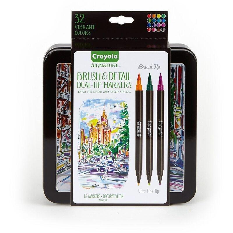 Crayola Brush & Detail Dual-Ended Markers (16 Pack), , medium