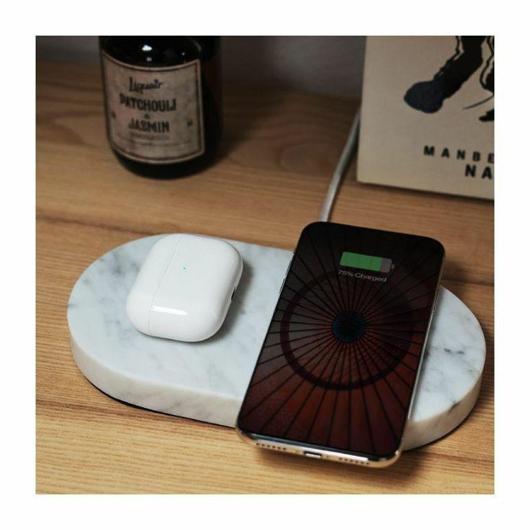 Eggtronic Stone Dual Wireless Charger White Marble, , large image number 1