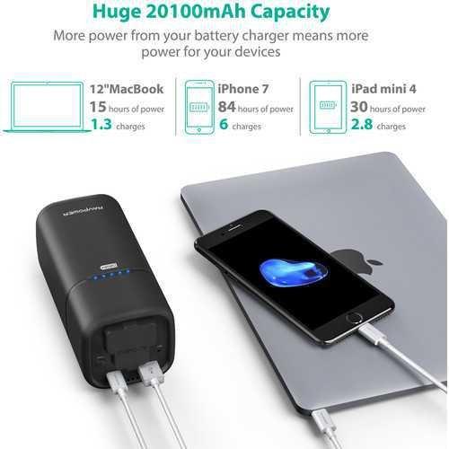 RAVPower 20100mAh Black Power Bank with Built-In AC Charger, , large image number 1