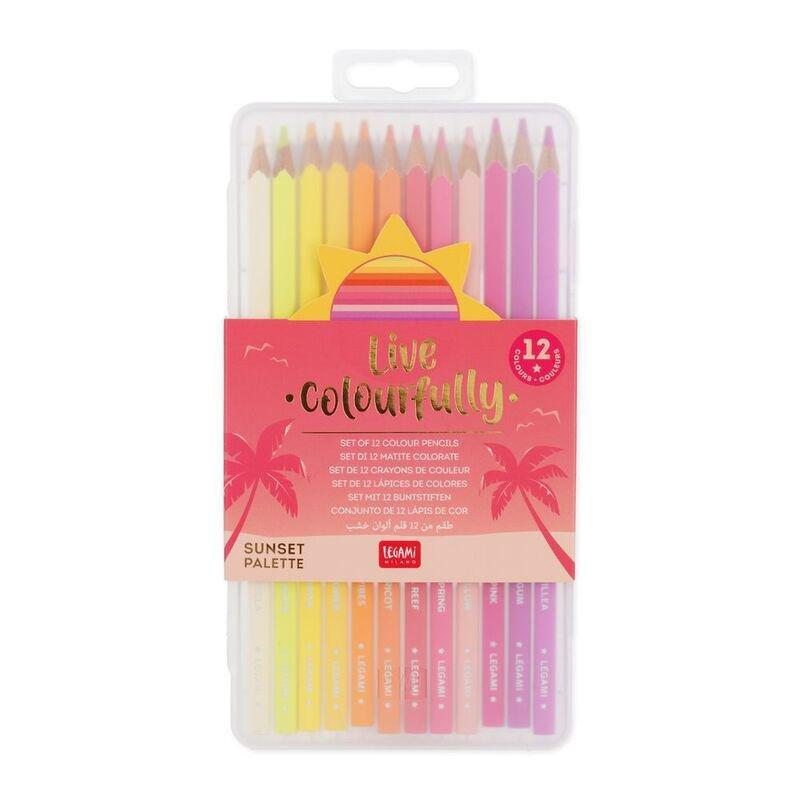 LEGAMI - Legami Set of 12 Colouring Pencils - Live Colourfully - Magenta