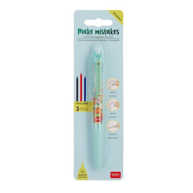 Legami Make Mistakes - 3-Color Ballpoint Pen - Flowers, , large image number 1