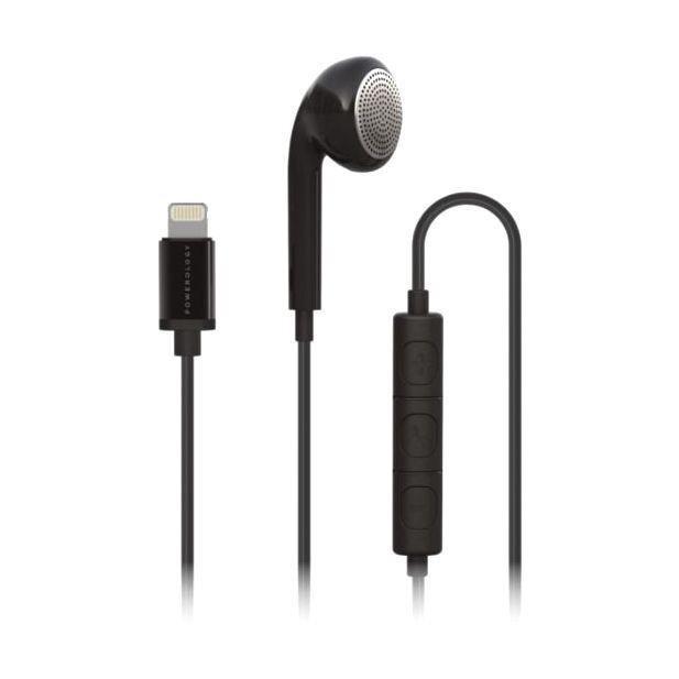 Powerology Mono Single In-Ear Earphones Black with MFI Lightning Connector, , large image number 0