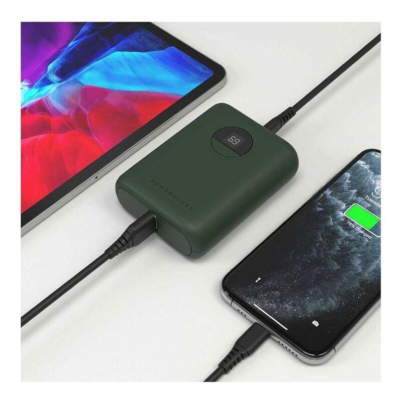 Powerology 10000mAh 18W PD & Qc3.0 USB-A/USB-C Power Bank Green, , large image number 2