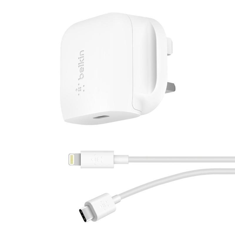 Belkin Boost Charge 20W USB-C Pd Wall Charger + USB-C To Lightning Cable White, , large image number 2