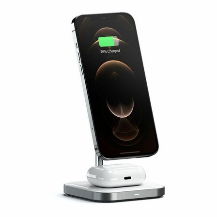 SATECHI - Satechi Aluminum 2-In-1 Magnetic Wireless Charging Stand Space Gray
