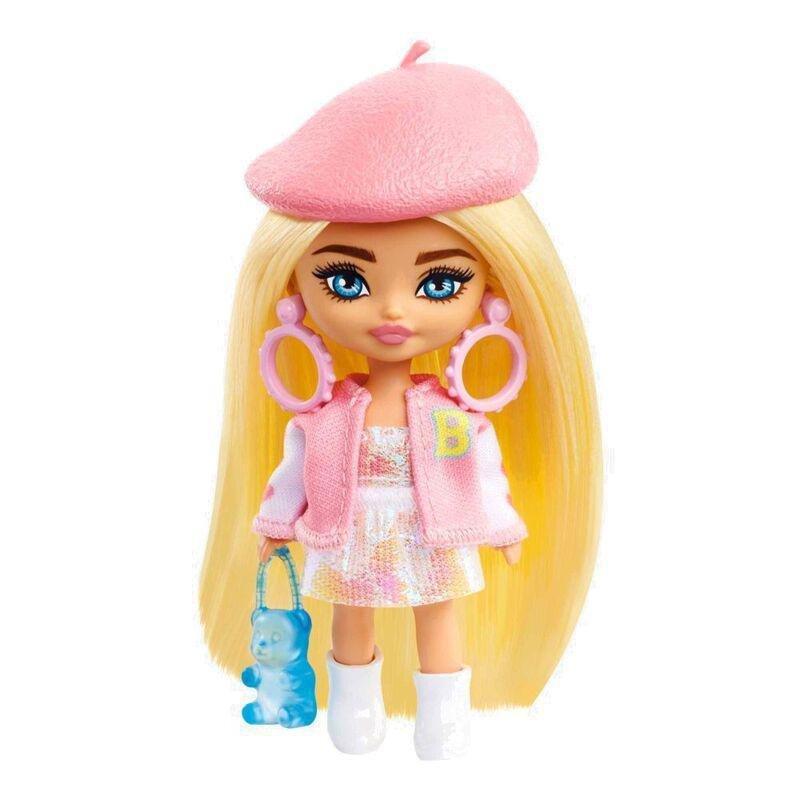 Barbie Extra Mini Minis Beret & Varsity Jacket Blonde Hair 3.25-Inch Doll HLN48, , medium