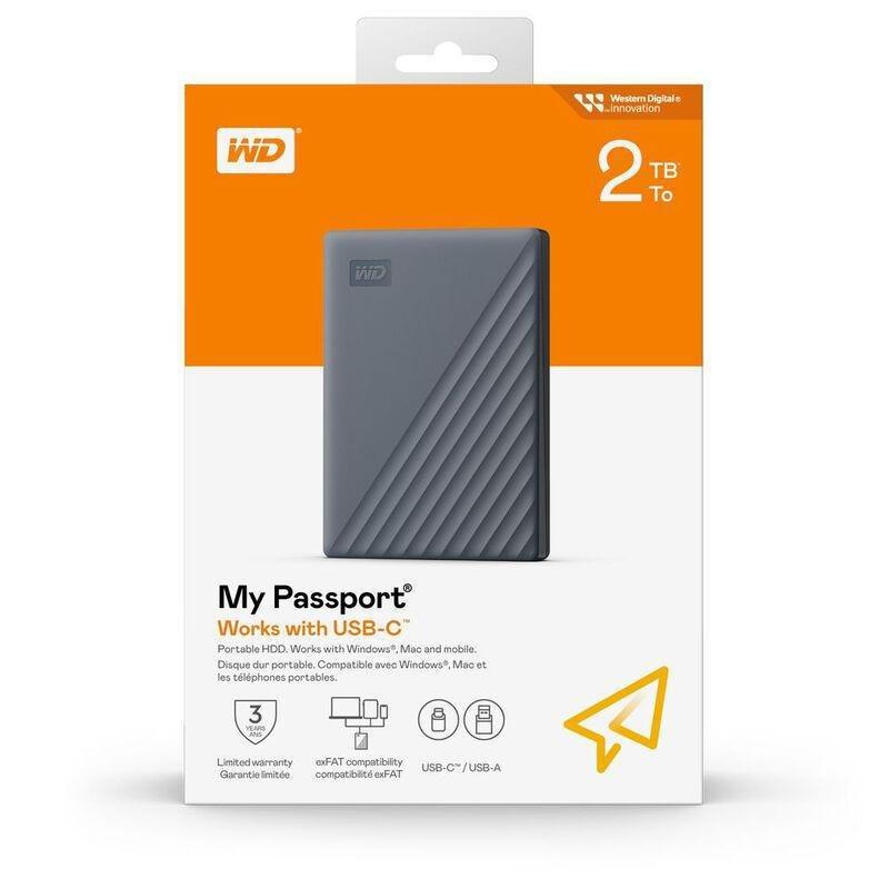 WD 2TB My Passport Portable Hard Drive - Grey, , large image number 0