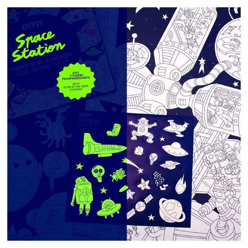 Omy Large Posters And Stickers Space Station Blue, , medium