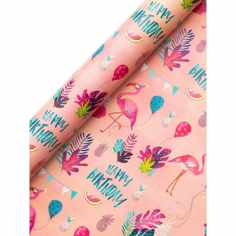 Jack & Lily Flamingo Roll Wrap 12in, , large image number 0
