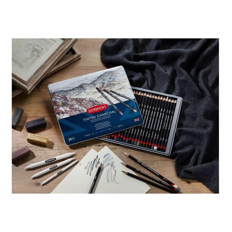 Derwent Tinted Charcoal Drawing Pencils (Set of 24), , large image number 2