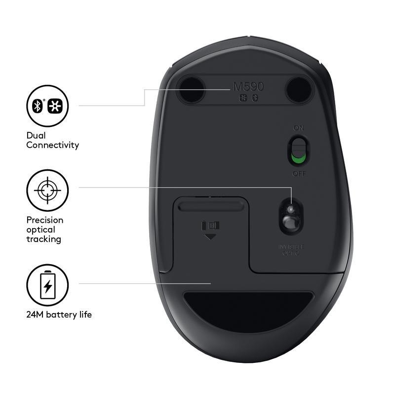 Logitech M590 Wireless Mouse Graphite Multi-Device, , large image number 6