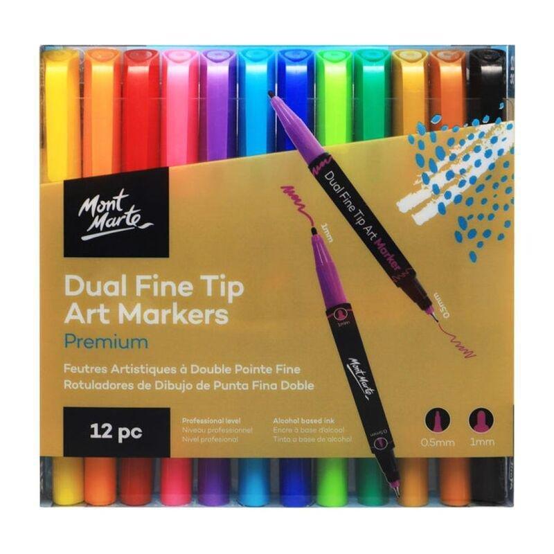 Mont Marte Dual Fine Tip Alcohol Art Markers (12 Pieces), , large image number 0