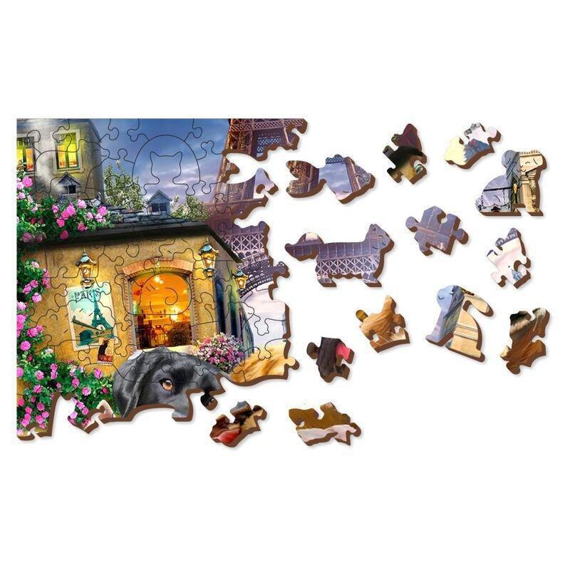WOODEN CITY - Wooden City Puppies In Paris M Wooden Jigsaw Puzzle (200 Pieces)