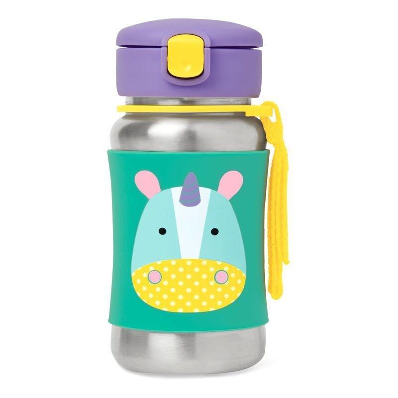 Skip Hop Zoo Stainless Steel Straw Kids Water Bottle Unicorn 350ml, , large image number 0