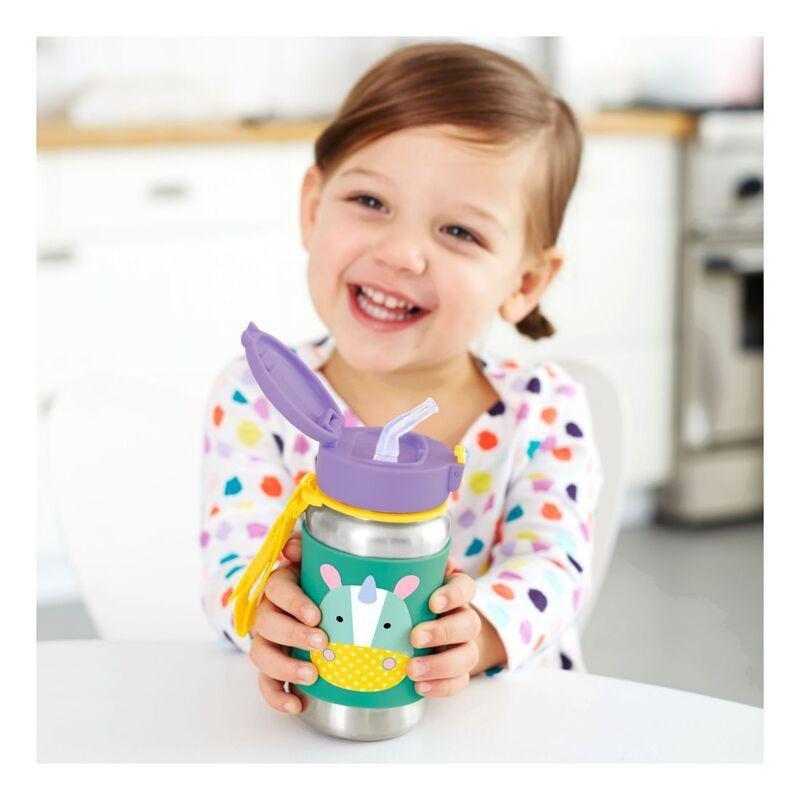 Skip Hop Zoo Stainless Steel Straw Kids Water Bottle Unicorn 350ml, , large image number 1