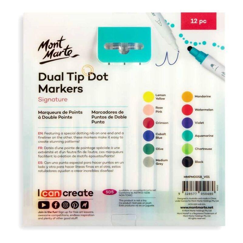 Mont Marte Dot Markers Dual Tip (12 Pieces), , large image number 1