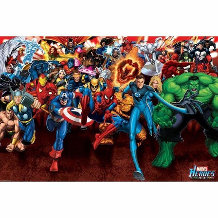 PYRAMID POSTERS - Pyramid Posters Marvel Heroes Attack Maxi Poster (61 x 91.5 cm)