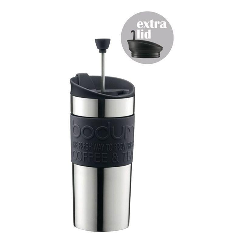 Bodum Travel Press S/S with Extra Lid Black 350ml, , large image number 1