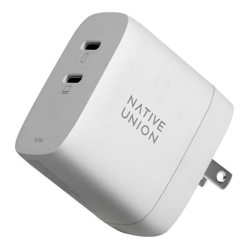 Native Union Fast Gan Charger PD 67W Dual USB-C Port Wall Charger with International Adapter - White, , medium