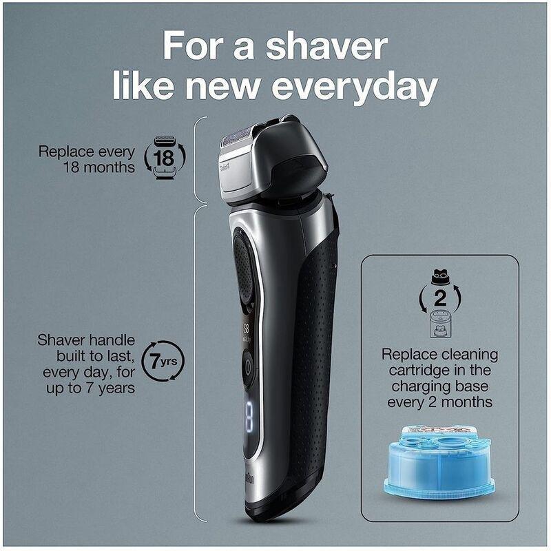 Braun Series 8 8467cc Wet & Dry Shaver with 5-in-1 SmartCare Center and Travel Case - Silver, , large image number 2