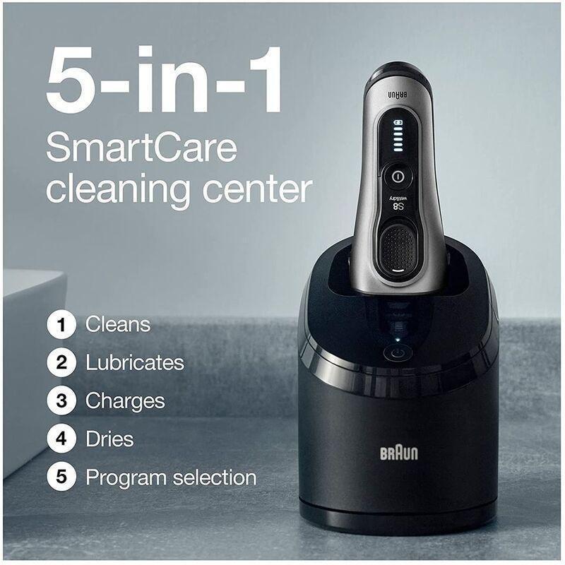 Braun Series 8 8467cc Wet & Dry Shaver with 5-in-1 SmartCare Center and Travel Case - Silver, , large image number 3
