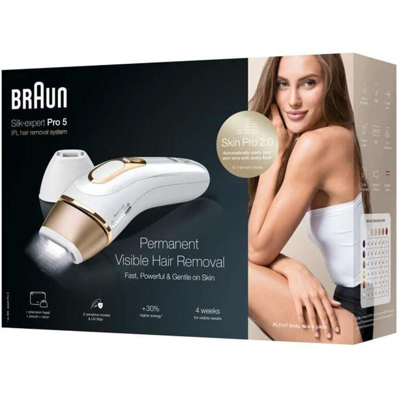 BRAUN - Braun Silk-expert PL 5147 IPL Hair Removal System with 3 Extras : Precision Head/Venus Razor/Premium Bag