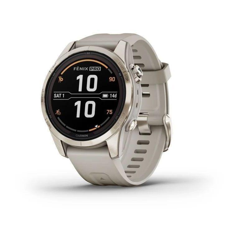 Garmin fenix 7S Pro - Sapphire Solar Edition Smartwatch - Soft Gold with Light Sand Band (42mm), , large
