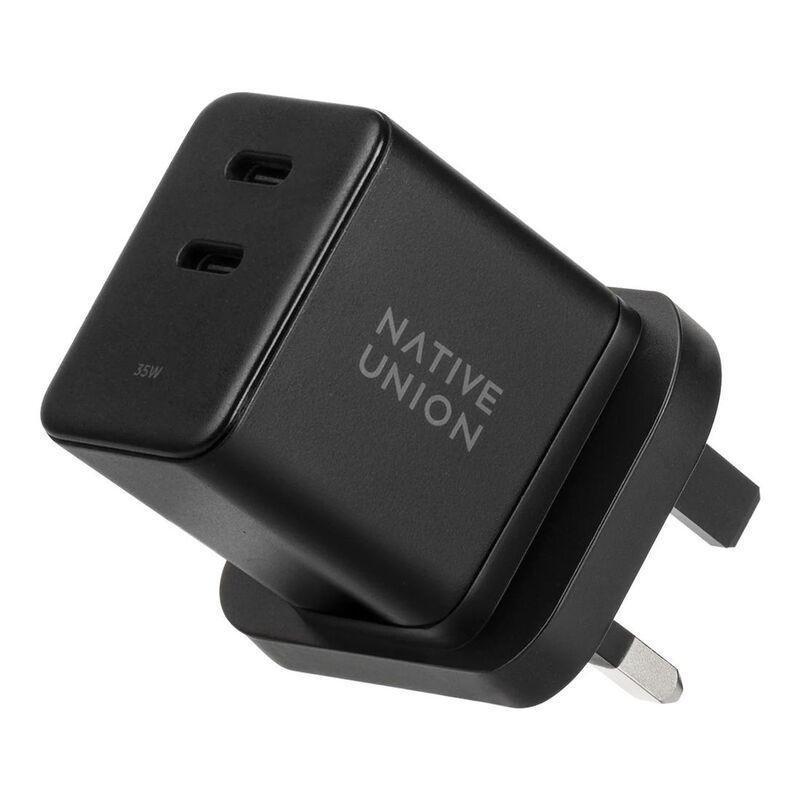 Native Union Fast Gan Charger PD 35W Dual USB-C Port Wall Charger - Black (UK), , large image number 0