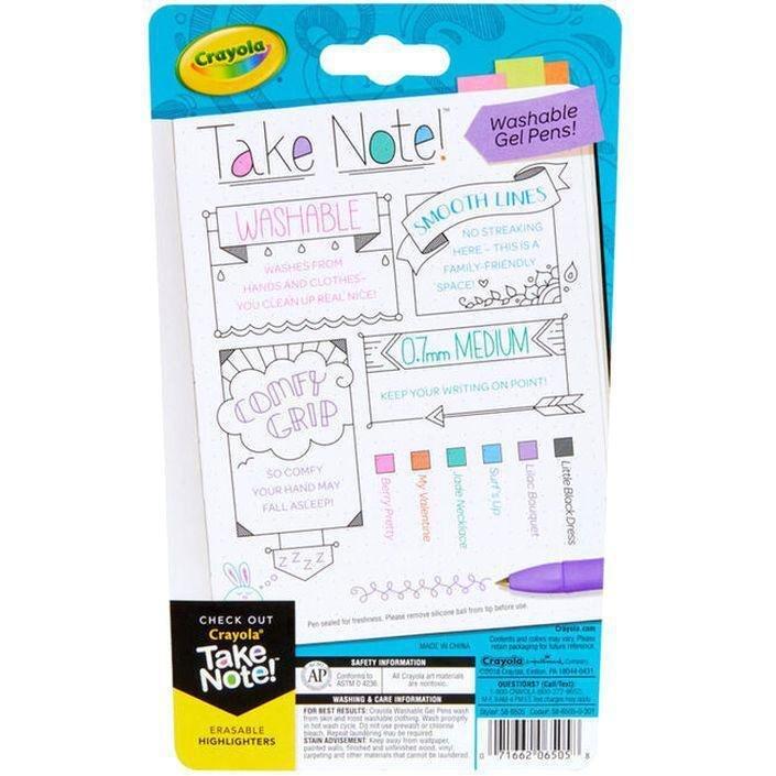 Crayola Take Note Washable Gel Pens (Set of 6), , large image number 3