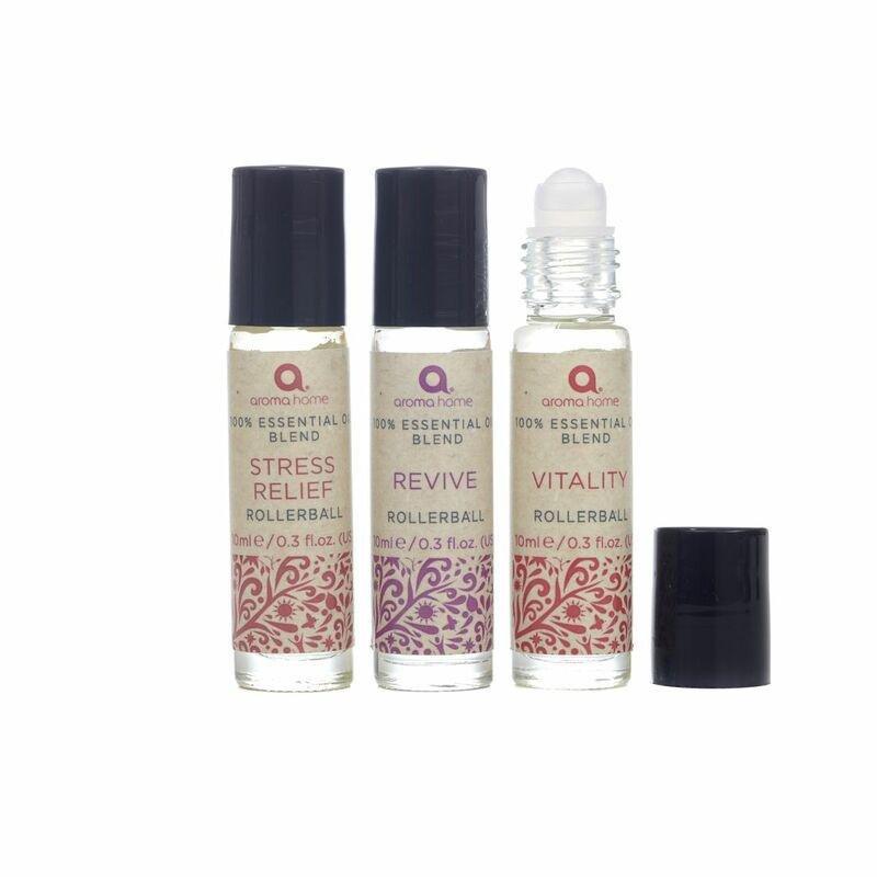Aroma Home Mood Boster 100&#37; Essential Oil Blends Rollerball Vitality/Revive/Stress Relief (3x 10ml), , large image number 1