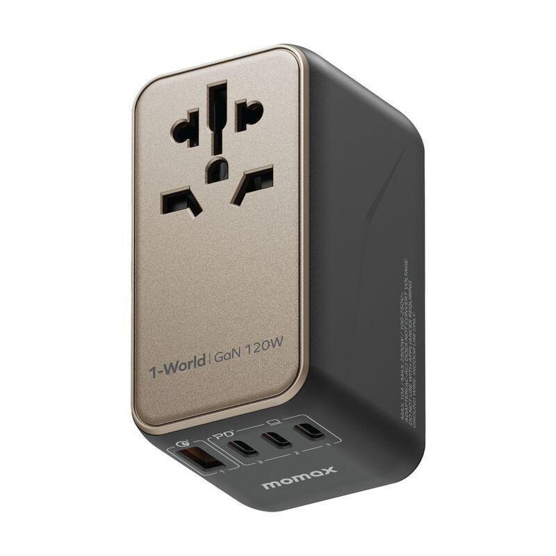 Momax 1-World 120W GAN 4 Ports AC Travel Adapter With 100W USB-C To USB-C Cable, , medium