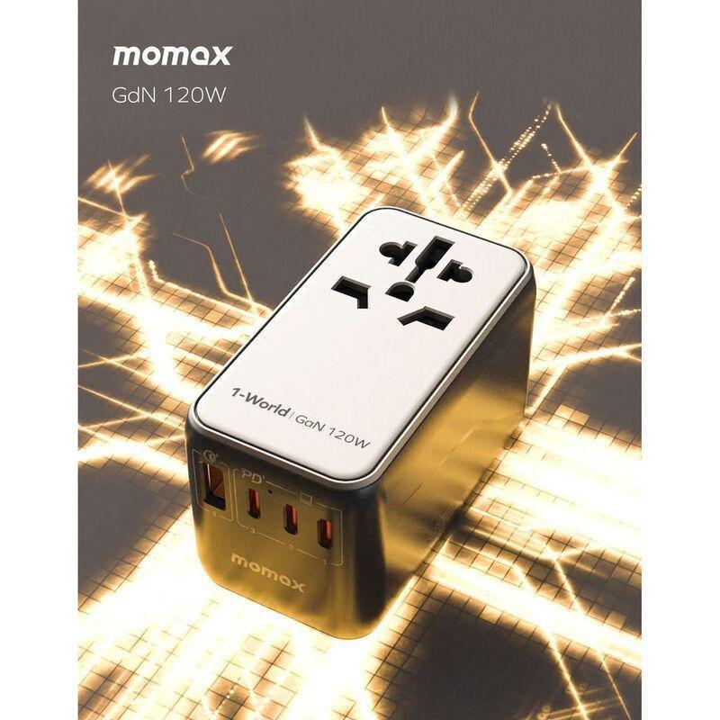 Momax 1-World 120W GAN 4 Ports AC Travel Adapter With 100W USB-C To USB-C Cable, , large image number 5
