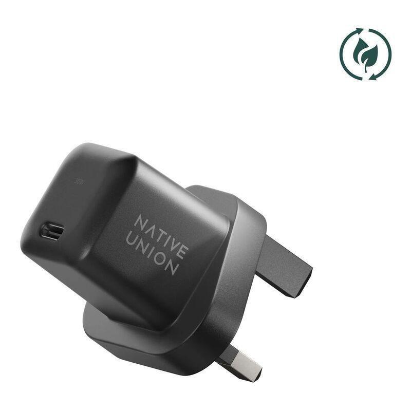 Native Union Fast Gan Charger PD 30W USB-C Port Wall Charger - Black (UK), , large image number 0