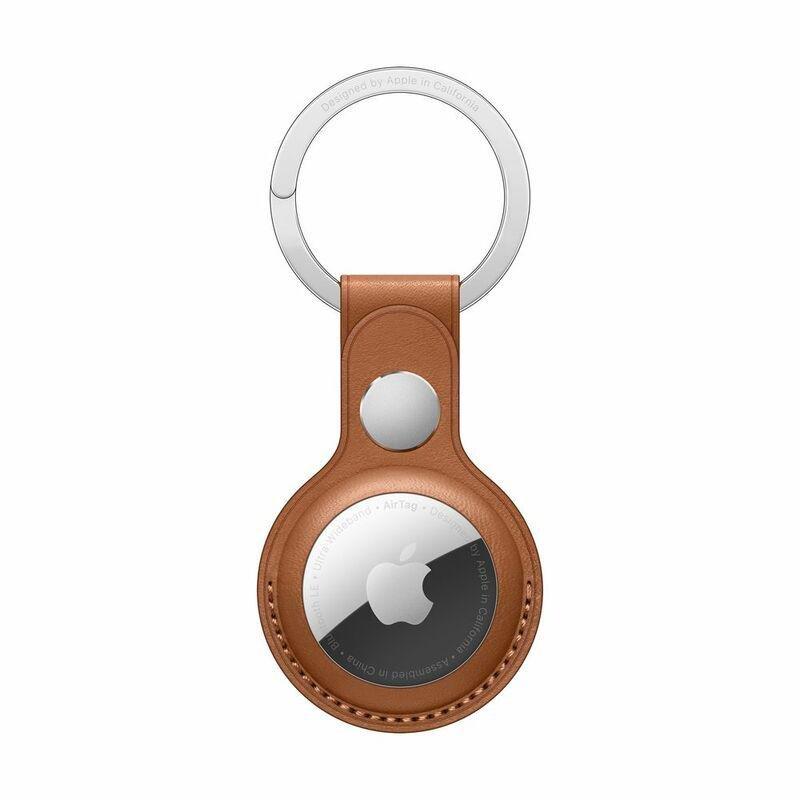 Apple Airtag Leather Key Ring Saddle Brown, , large image number 0