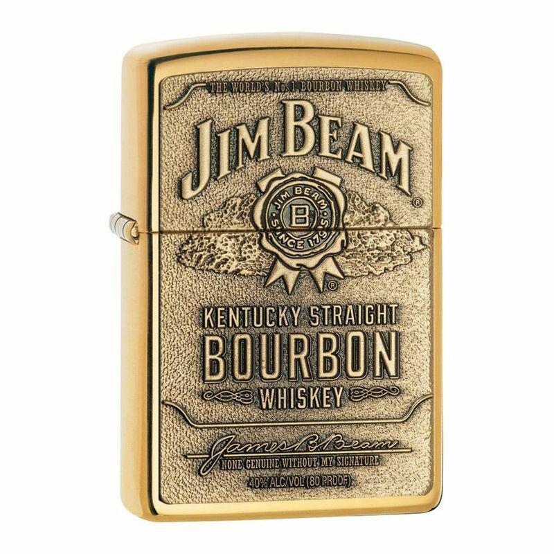 Zippo 254 BJB 929 Jim Beam Emblem Brass Lighter, , large image number 0