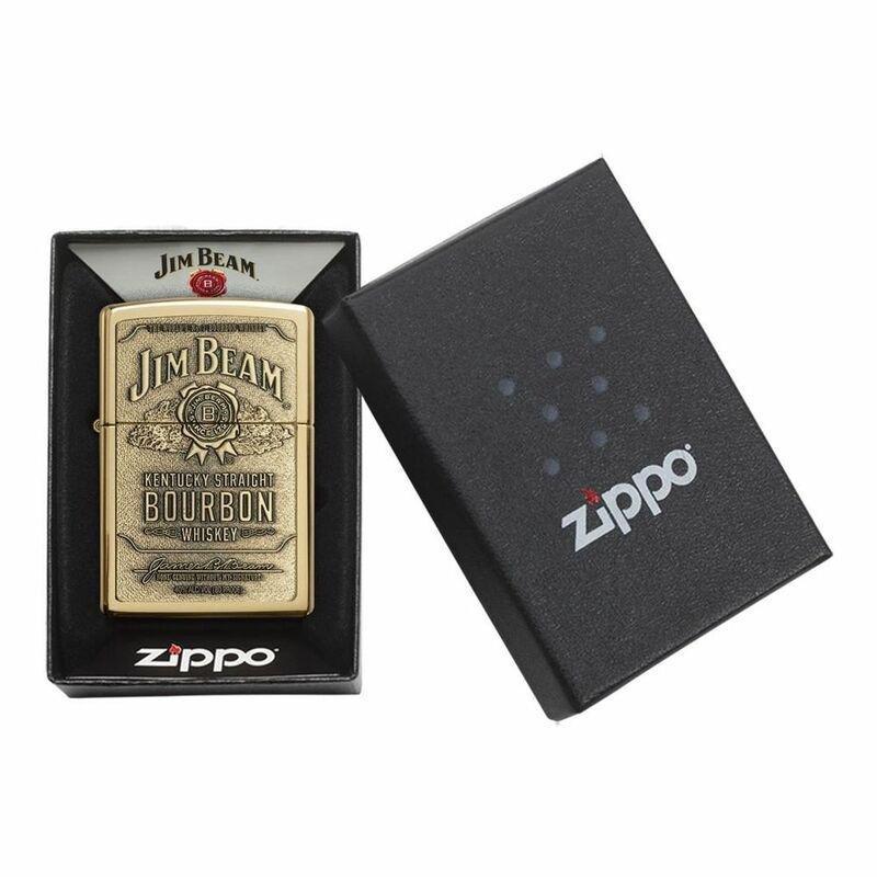 Zippo 254 BJB 929 Jim Beam Emblem Brass Lighter, , large image number 1