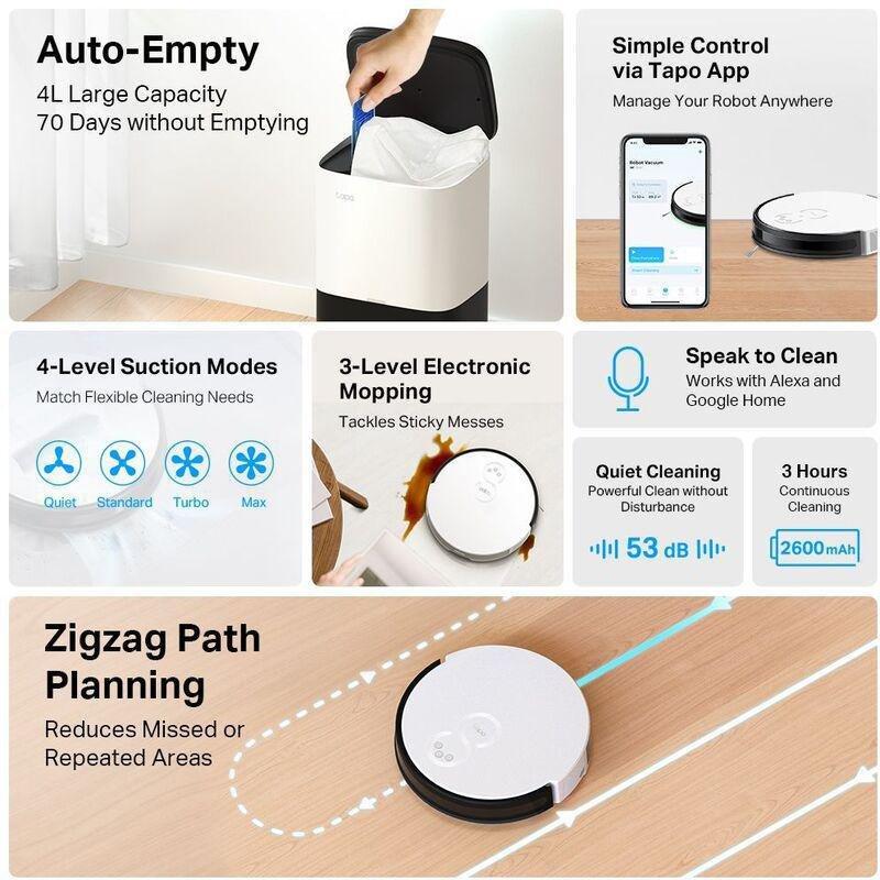 TP-Link TAPO Robot Vacuum & Mop + Smart Auto-Empty Dock, , large image number 1