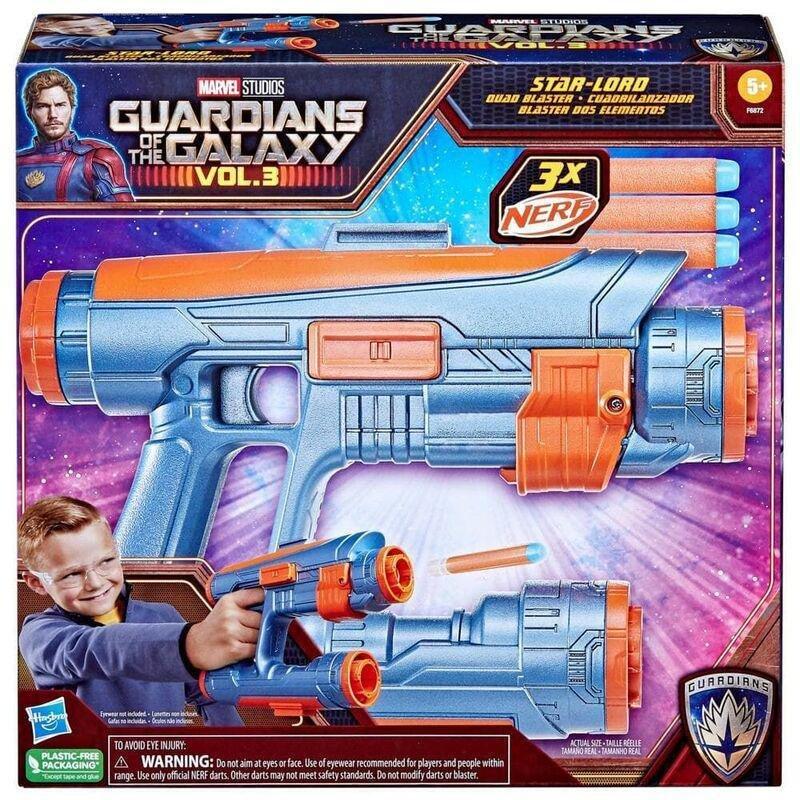 Hasbro Marvel Studios' Guardians of the Galaxy Vol. 3 Nerf Star-Lord Quad Blaster with 3 Darts, , large image number 1