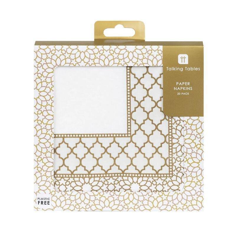 Talking Tables Party Porcelain Gold Paper Napkins - Tile (Pack of 21) (33 x 33cm), , large image number 0