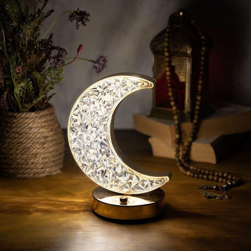 HilalFul Crystal Crescent Table Lamp, , large image number 1