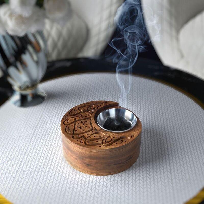 HilalFul Ramadan Wooden Crescent Incense Burner, , large image number 0