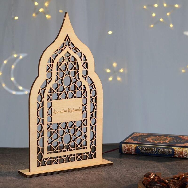 HilalFul Ramadan & Eid Al-Fitr Wooden Door Wreath & Table Display - English, , large image number 1