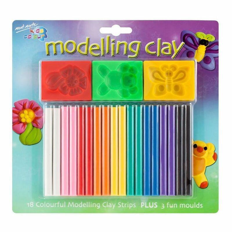 Mont Marte Kids Colour Modelling Clay Set w/Moulds (Set of 21), , medium