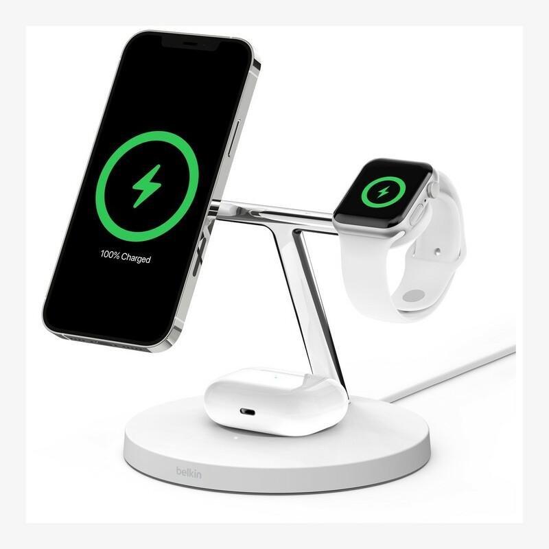 Belkin Boostcharge Pro 3-in-1 Wireless Charger With Magsafe Uk 15W White, , medium