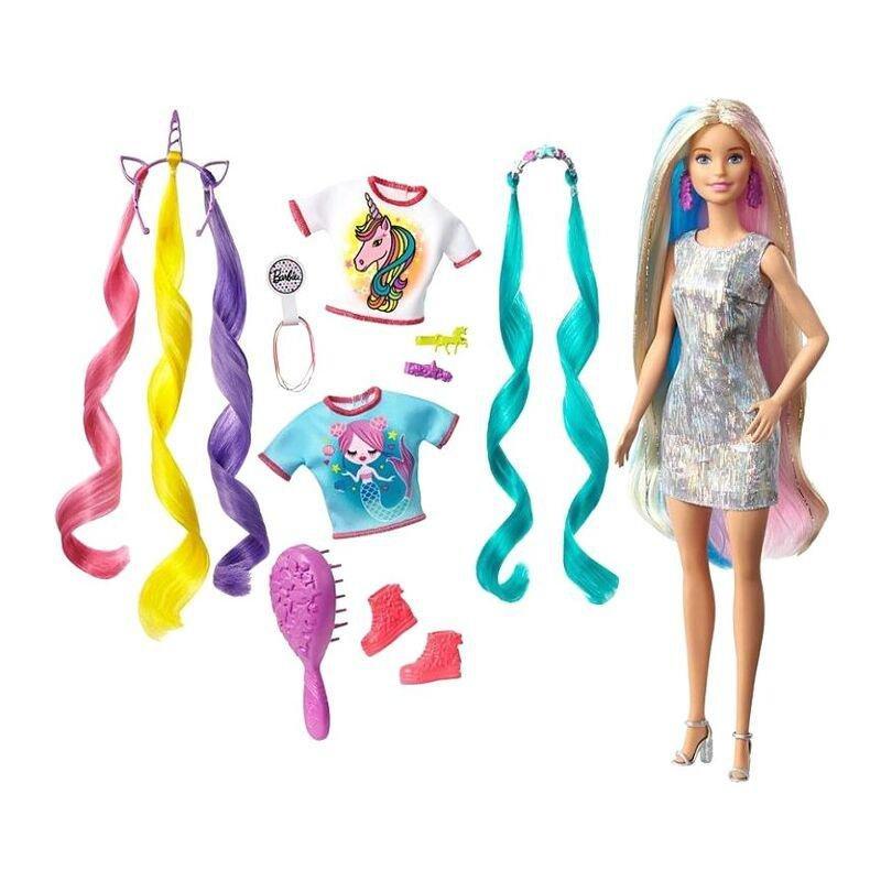 Mattel Barbie Fantasy Hair Unicorn Hair Crown Doll, , large image number 1