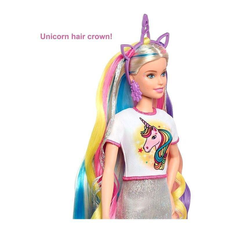 Mattel Barbie Fantasy Hair Unicorn Hair Crown Doll, , large image number 3