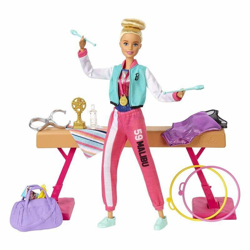 Barbie doll store gymnastics set